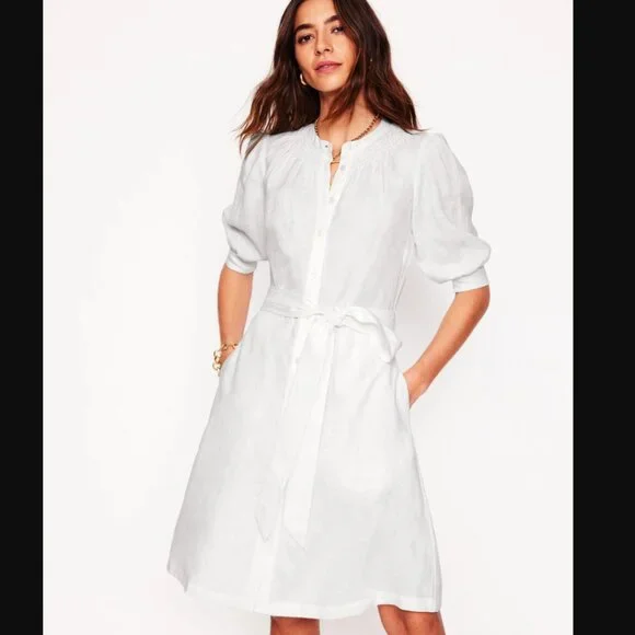 White linen dress - Size 12 Long - Picture 4 of 8